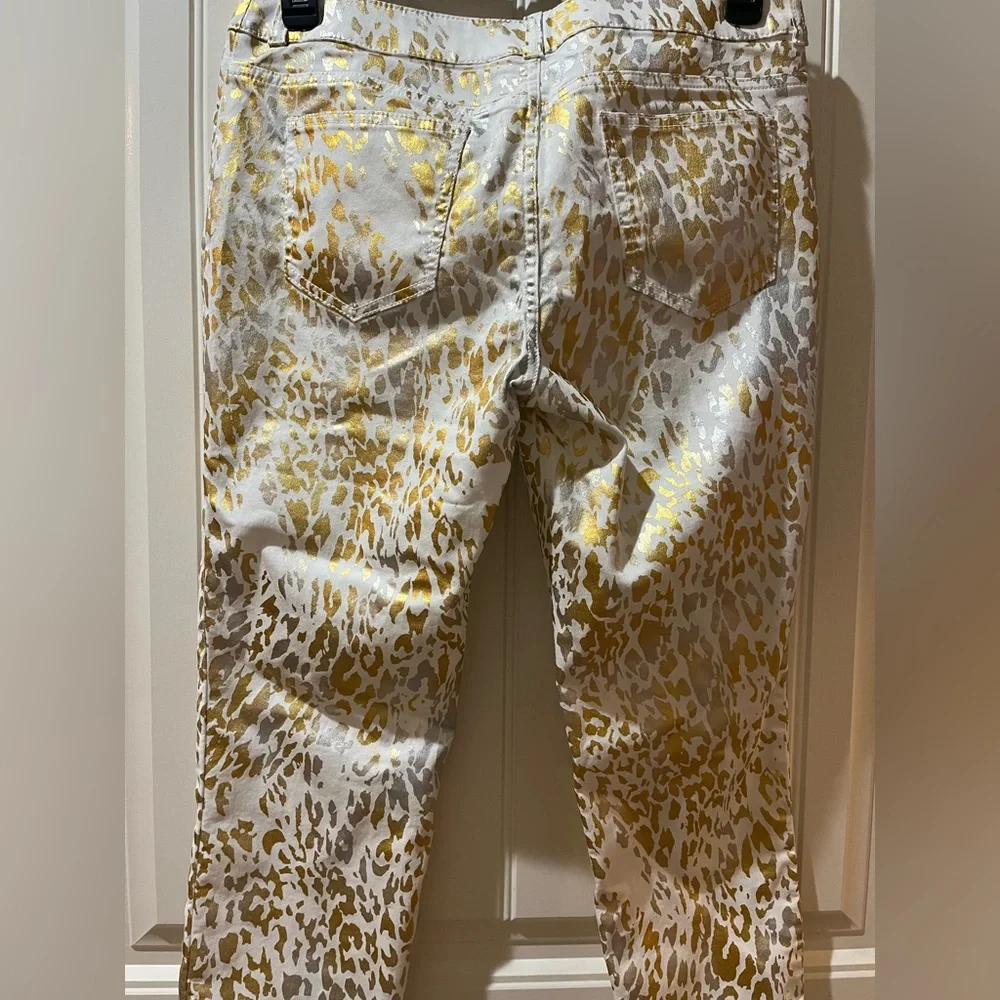 Chico's Gold and White Patterned Denim - Picture 3 of 4